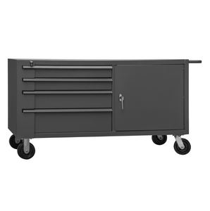 Durham MBC-3060-95 Mobile, Double Sided Bench Cabinet, 4 Shelves, 8 Drawers, 30-1/4 X 66-3/8 X 33-7/8