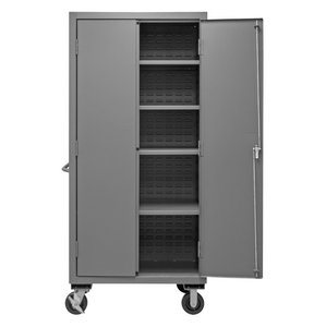 Durham 3501M-BLP-4S-95 Mobile Cabinet, 14 Gauge, 4 Adjustable Shelves, 36 X 24 X 81