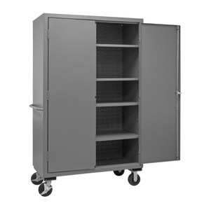 Durham 2502M-BLP-4S-95 Mobile Cabinet, 16 Gauge, 4 Shelves, 48 X 24 X 81