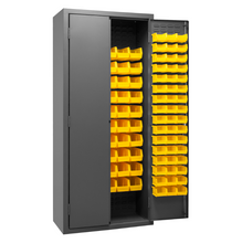 Load image into Gallery viewer, Durham 2603-156B-95 Cabinet, 16 Gauge, 156 Yellow Bins, 36 X 18 X 84