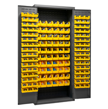 Load image into Gallery viewer, Durham 2603-156B-95 Cabinet, 16 Gauge, 156 Yellow Bins, 36 X 18 X 84