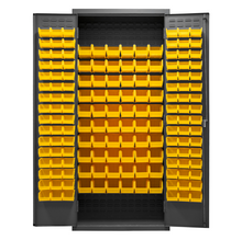 Load image into Gallery viewer, Durham 2603-156B-95 Cabinet, 16 Gauge, 156 Yellow Bins, 36 X 18 X 84