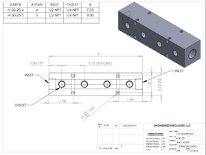 RapidAir H-75-75-4 Aluminum Manifolds