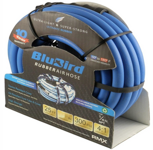 BluBird 1/4" x 50' Rubber Air Hose - Industrial Pneumatic Hoses