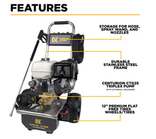 Load image into Gallery viewer, BE B4213HESAS 4,200 PSI 4.2 GPM Cold Water Gas Pressure Washer with Honda GX390 Electric Start Engine and CP Triplex Pump on Stainless Steel Frame