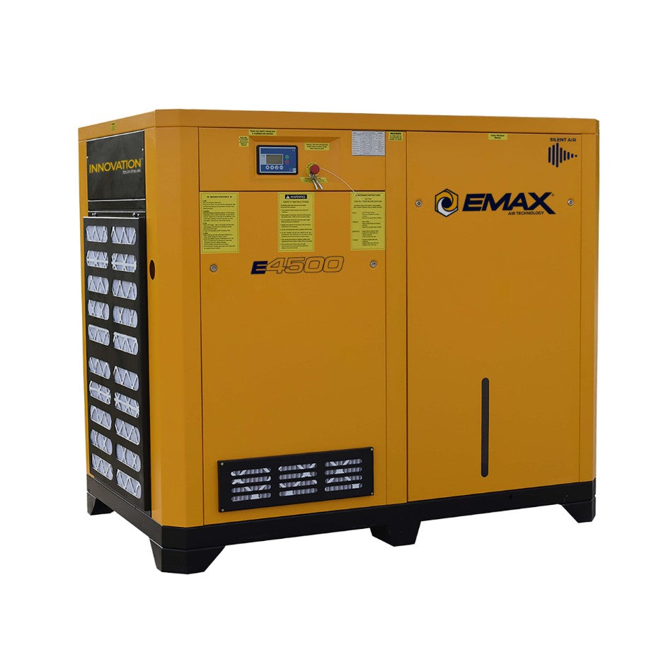 EMAX ERV0750003D 75HP 3PH 208-230V/460V-353CFM Energy Efficient Variable Speed Industrial Rotary Screw Compressor-TANKLESS -100,000 HR pump life