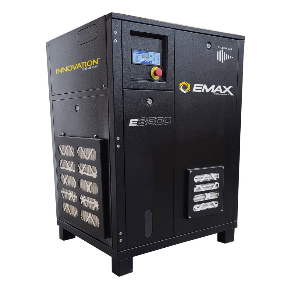 EMAX ERI0300003 30HP 3PH 208-230V/460V 111CFM Fixed Speed Industrial Rotary Screw Compressor-TANKLESS -60,000 HR pump life