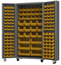 Load image into Gallery viewer, Durham DCM36-BDLP-132-95 Mobile Bin Cabinet, 14 Gauge, 132 Bins, 36 x 24 x 76