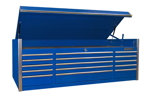 Extreme Tools RX722512CHBLCR-X RX 72in.W X 25in.D 12 Drawer Top Chest BL w CR, Width 25 in, Height 22.25 in, Color Blue