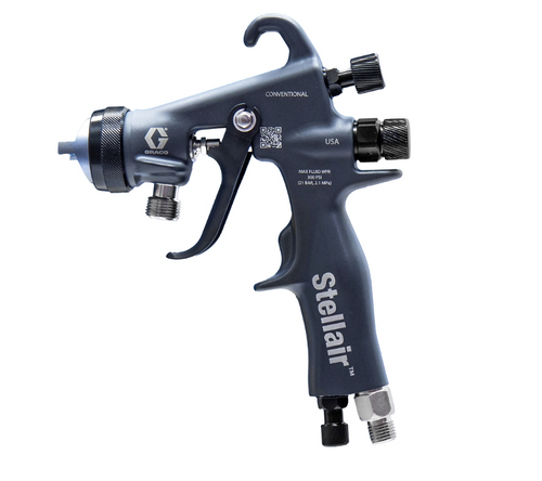 Graco 2004150 Stellair Air Spray Gun, Conventional, 0.110 in (2.8 mm), General Industry, PEEK Tip