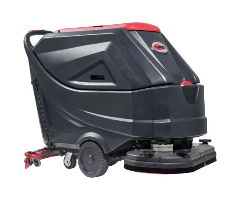 Viper AS6690T 26", 22-gallon, traction-drive, pad drivers, 33" squeegee assembly, 25-amp shelf charger, no batteries, Scrubber
