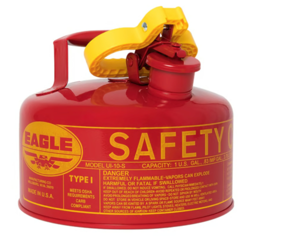 Eagle UI10S 1 Gallon Steel Safety Can for Flammables, Type I, Flame Arrester, Red