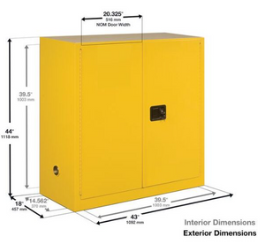 Eagle 40-gal.capacity Flammable storage Cabinet w/ 3 Shelves & 2 Door-Sliding Self Close - Gray