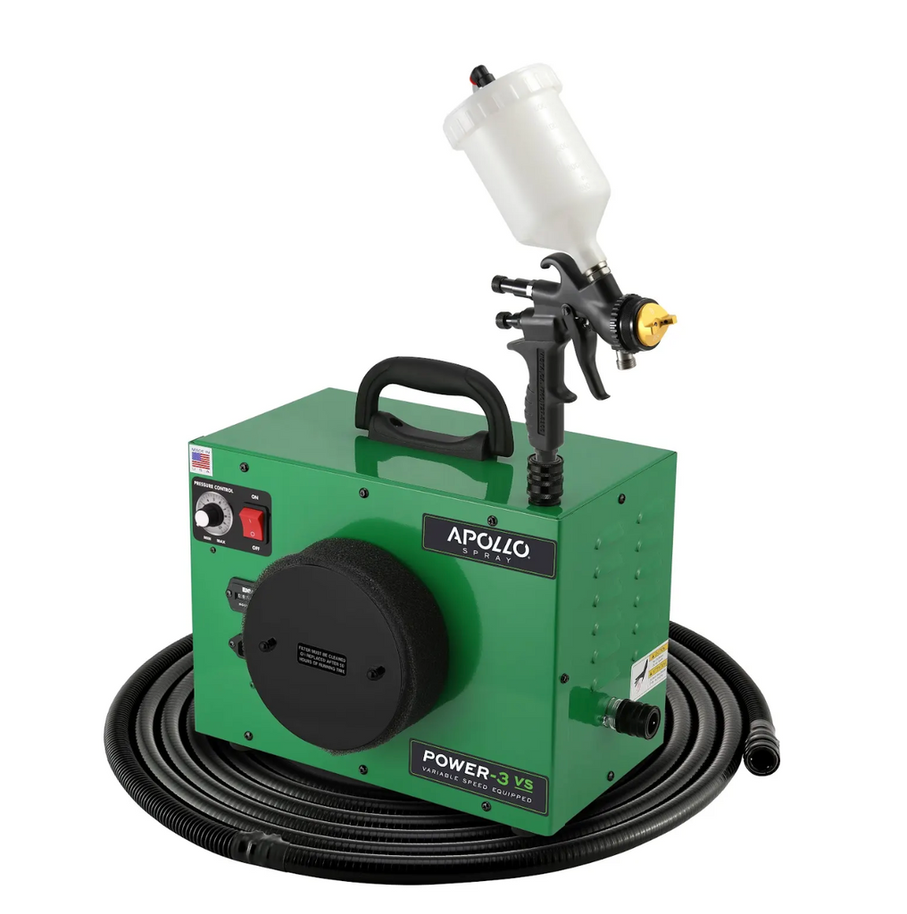 Apollo Power-5 VS+ 5-Stage 120V HVLP Paint Sprayer w/ 32' Air Flex Hose  A7700GT-600 Spray Gun & PLUS Accessories - Green