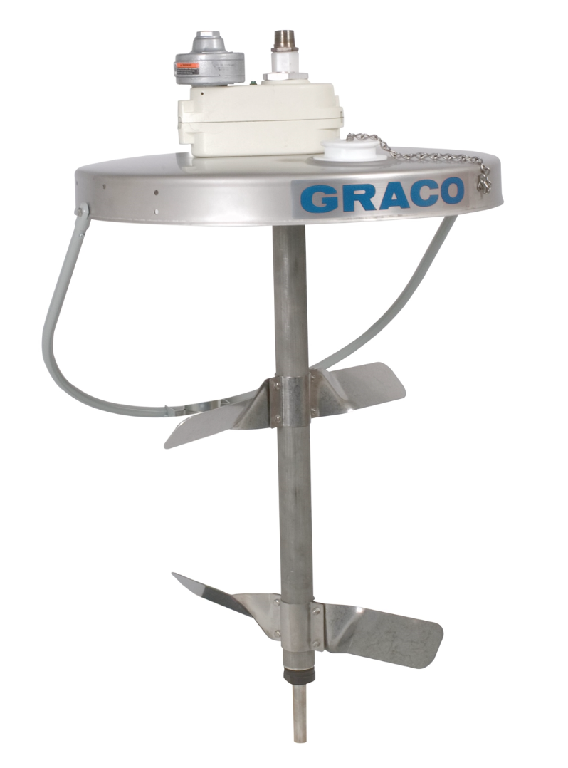 Graco 240209 Heavy Duty Back-Geared Drum Agitator with Siphon Kit, air driven, 1/2 HP, 32 inches (81.25 cm) tall. Drum Cover (238283) not included.