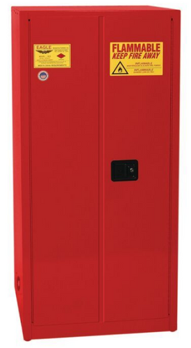 Eagle Flammable Liquid Safety Cabinet, 60 Gal. 2 Shelves, 2 Door, Self Close, Red