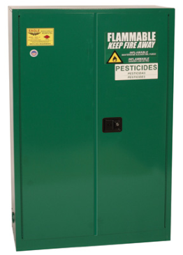 Eagle Pesticide Safety Cabinet, 45 Gal., 2 Shelves, 2 Door, Self Close, Green