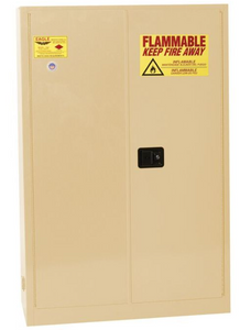 Eagle Flammable Liquid Safety Cabinet, 45 Gal., 2 Shelves, Sliding Self Close, Beige