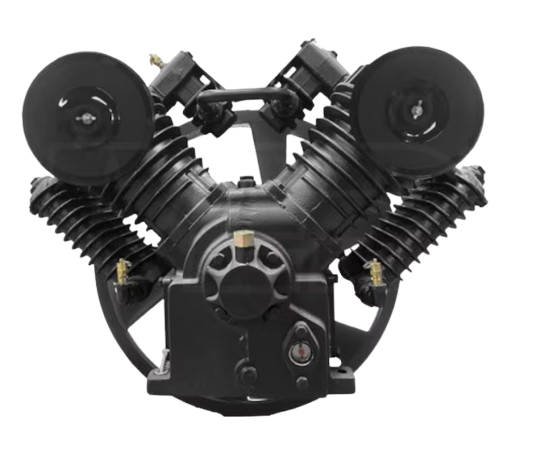 EMAX APP4V1043TR2 10HP 43CFM Displacement 2 Stage Reciprocating Splash Lubricated Bare Pump w/ flywheel