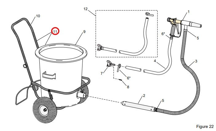 Clemco 99899 Power Gun Hopper & Cart Assembly