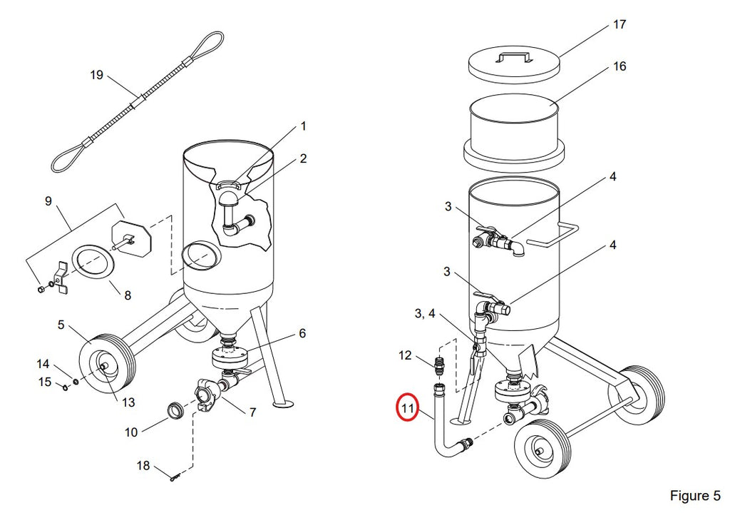 Clemco 24622 Pusher Line Flex Coupled 3/4