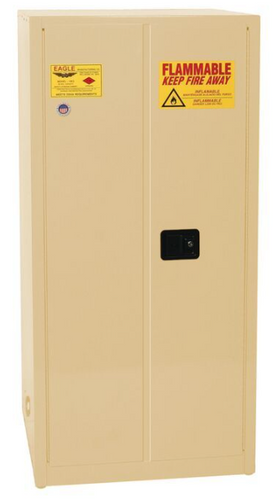 Eagle Flammable Liquid Safety Cabinet, 60 Gal. 2 Shelves, 2 Door, Self Close, Beige