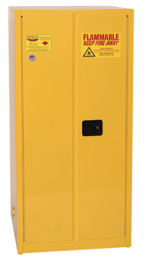 Eagle Flammable Liquid Safety Cabinet, 60 Gal. 2 Shelves, 2 Door, Manual Close, Yellow