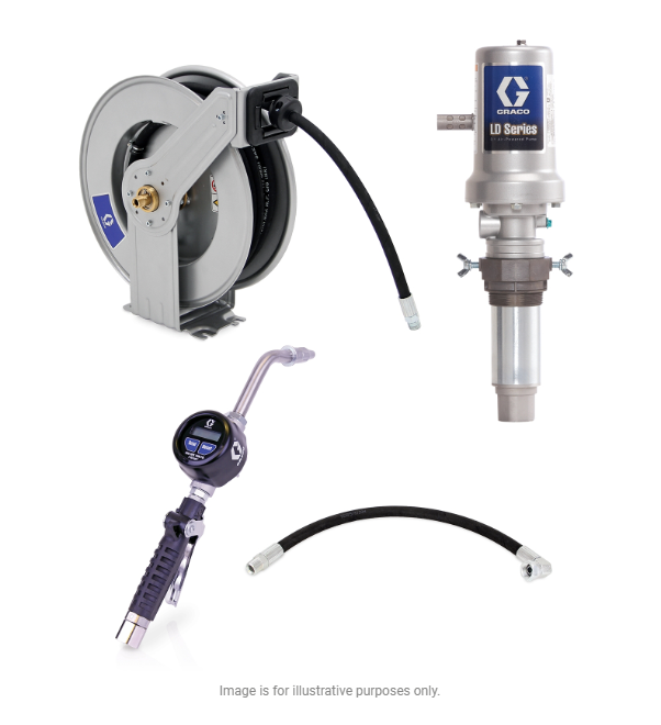 Graco 24J776 Ld Series 3:1 Tank Mount Oil Pump With Sd™ Series Hose Reel Packages - Manual Meter Type