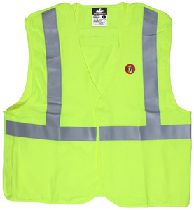 MCR Flame Resistant (FR) Safety Vest - River City FRMBCL2L Type R Class 2 Breakaway Modacrylic FR Safety Vest - Yellow/Lime -1EA