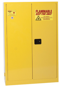 Eagle Flammable Liquid Safety Cabinet, 45 Gal., 2 Shelves, Sliding Self Close, Yellow