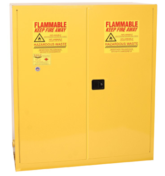 Eagle Haz-Mat Two Drum Vertical Safety Cabinet, 110 Gal., 1 Shelf, 2 Door, Manual Close, Yellow