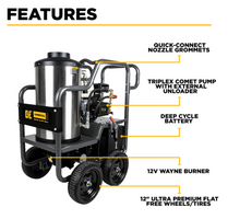 Load image into Gallery viewer, BE HW2765HC 3000PSI 3.0GPM Hot Water Pressure Washer with Honda GX200 Engine and Comet Triplex Pump