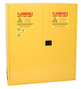 Eagle Haz-Mat Two Drum Vertical Safety Cabinet, 110 Gal., 1 Shelf, 2 Door, Self Close, Yellow