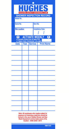 Hughes Equipment Inspection Record Cards - SERVICE-CARDS