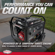 Load image into Gallery viewer, Simpson SF1012 12,500-Watt Gas Generator – 10,000 Running Watts, Simpson R500 Engine, 7.1 Gal Tank, 49-State (70136)