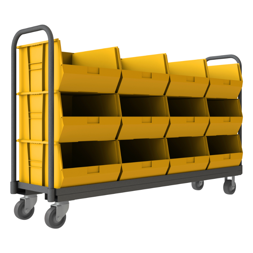 Durham TBR-187847-12B-5PU-95 Tub Rack, 12 Yellow Bins, Push Handle, 18-3/4 X 77-5/16 X 47-3/8