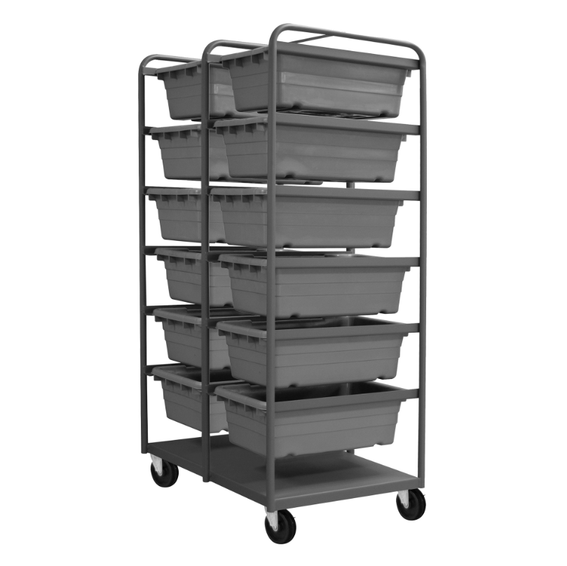 Durham TBR-303672-12-5PO-95 Tub Rack, 12 Gray Bins, Bottom Shelf, 36-13/16 X 26 X 73-3/4