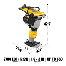 Load image into Gallery viewer, MechMaxx 6.5 HP Tamping Rammer with Wheel Kit, 2700 lb Impact Force Jumping Jack Tamper Compactor for Soil, Gravel, Backfill and Foundation, TR90L