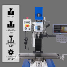 Load image into Gallery viewer, MechMaxx 1.5HP 7‘’x 27-1/2‘’ Benchtop Mini Mill Drill Machine, Variable Speed, R8 Spindle, Brushless Motor, 110V, Compact Milling Drilling Tool for Garage Shop, DIY Metalworking without Stand VM25LD