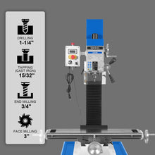 Load image into Gallery viewer, MechMaxx 8-1/4"x33'' Industrial Benchtop Mill Drill Machine Brushless Motor, Variable Speed, R8 Spindle, 2 HP, 110V, Compact Milling Drilling Tool for Garage Shop, DIY Metalworking without Stand VM32L