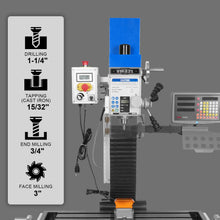 Load image into Gallery viewer, MechMaxx 8-1/4"x33'' Industrial Benchtop Mill Drill Machine with DRO, Variable Speed, Brushless Motor, R8 Spindle, 2 HP, 110V, Compact Milling Drilling Tool for Garage Shop, DIY Metalworking without S
