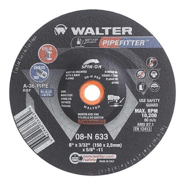 Walter Pipefitter Grit Inding Wheel 6 In. X 3/32 In. X 5/8-11 In. Spin-On