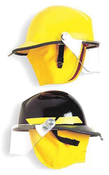 Bullard Fire Helmet, Modern Style (White, w/ Black NomexR) Ear/Neck Protector, Faceshield)