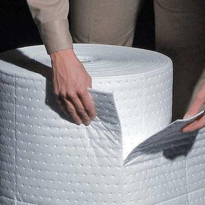 Sorbents, 16 gal, 15 in x 150 ft, Oil, White, Polypropylene
