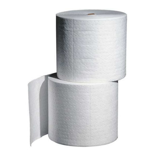 Sorbents, 41 gal, 15 in x 300 ft, Oil, White, Polypropylene