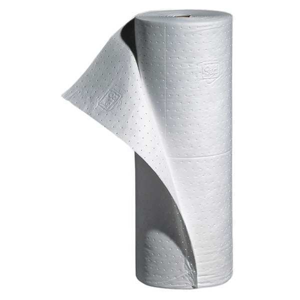 Sorbents, 20 gal, 30 in x 150 ft, Oil, White, Polypropylene