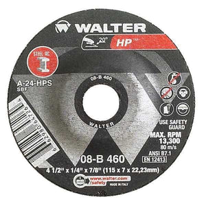 Walter Depressed Center Grinding Wheel, Type 27, 0.25 In Thick, Aluminum Oxide