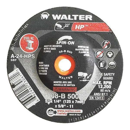 Walter Depressed Center Grinding Wheel, Type 28, 0.25 In Thick, Aluminum Oxide