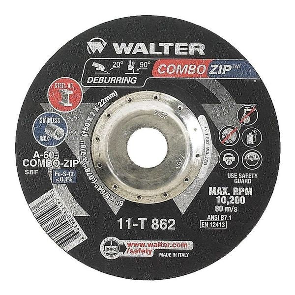 Walter Depressed Center Cut-Off Wheel, Type 27, 0.0781 In Thick, Aluminum Oxide