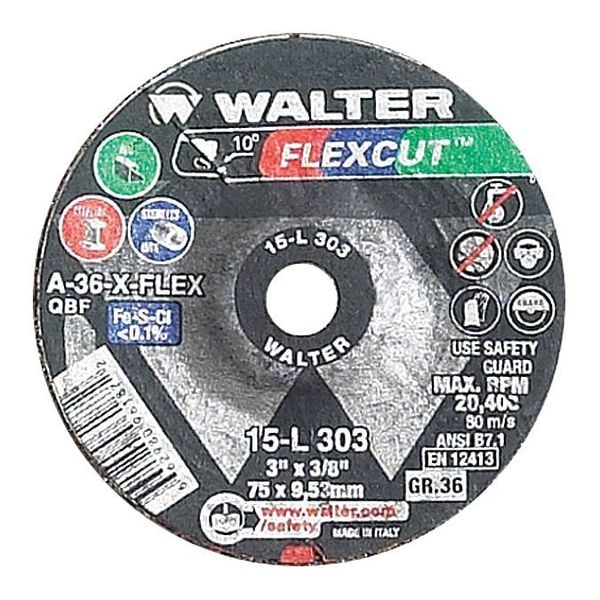 Walter Depressed Center Grinding Wheel, 0.125 In Thick, Aluminum Oxide